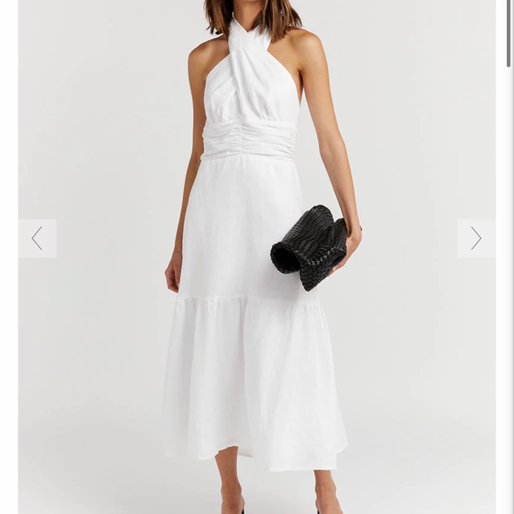Dissh Harrier White Linen Midi Dress